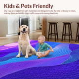 Ultra Soft Area Rug, Non Slip, Stain Resistant, Washable Area Rugs for Living Room, Bedroom, Dynamic Multicolor Wave Aesthetic(Blue)