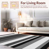 Ultra Soft Area Rug, Non Slip, Stain Resistant, Washable Area Rugs for Living Room, Bedroom, Modern Monochrome Geometric Layout(Gray)