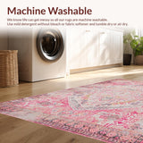 Ultra Soft Area Rug, Non Slip, Stain Resistant, Washable Area Rugs for Living Room, Bedroom, Sophisticated Minimalist Linear Theme(Pink)