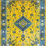 Ultra Soft Area Rug, Non Slip, Stain Resistant, Washable Area Rugs for Living Room, Bedroom, Artistic Rustic Medallion Style(Yellow)