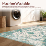 Ultra Soft Area Rug, Non Slip, Stain Resistant, Washable Area Rugs for Living Room, Bedroom, Serene Floral Ogee Aesthetic(Ivory)