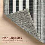Sleek Striped Weave With Alternating Black And White Bands(Black)