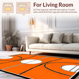 Ultra Soft Area Rug, Non Slip, Stain Resistant, Washable Area Rugs for Living Room, Bedroom, Contemporary Circular Sports Aesthetic(Orange)