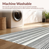 Ultra Soft Area Rug, Non Slip, Stain Resistant, Washable Area Rugs for Living Room, Bedroom, Minimalist Black and White Stripe Rug Highlighting Bold Linear Contrast(Black)