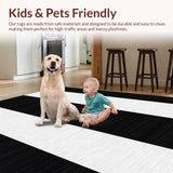 Ultra Soft Area Rug, Non Slip, Stain Resistant, Washable Area Rugs for Living Room, Bedroom, Rustic Two-Tone Symmetrical Design(Black)