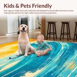 Ultra Soft Area Rug, Non Slip, Stain Resistant, Washable Area Rugs for Living Room, Bedroom, Coastal Surfboard Decor Rug Tropical Vibe Floor Mat Funny Art(Yellow)