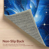 Ultra Soft Area Rug, Non Slip, Stain Resistant, Washable Area Rugs for Living Room, Bedroom, Geometric Galaxy Cosmic Design Blue and Silver(Blue)