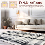 Ultra Soft Area Rug, Non Slip, Stain Resistant, Washable Area Rugs for Living Room, Bedroom, Monochrome Layered Stripe Rug with Absorbent Non Slip Backing for Entryways(Gray)