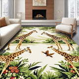Ultra Soft Area Rug, Non Slip, Stain Resistant, Washable Area Rugs for Living Room, Bedroom, Animal Area Adorned with Majestic Giraffes and Nature Motifs(Beige)
