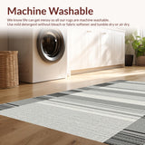 Ultra Soft Area Rug, Non Slip, Stain Resistant, Washable Area Rugs for Living Room, Bedroom, Fashionable Linear Design Elements(Gray)