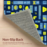 Ultra Soft Area Rug, Non Slip, Stain Resistant, Washable Area Rugs for Living Room, Bedroom, Stylish Alphabetic Whirl Pattern(Blue)