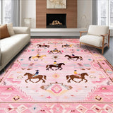 Ultra Soft Area Rug, Non Slip, Stain Resistant, Washable Area Rugs for Living Room, Bedroom, Playful Pink Animal Motif(Pink)