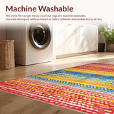 Ultra Soft Area Rug, Non Slip, Stain Resistant, Washable Area Rugs for Living Room, Bedroom, Striking Earthy Stripe Composition(Red)