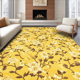 Ultra Soft Area Rug, Non Slip, Stain Resistant, Washable Area Rugs for Living Room, Bedroom, Modern Floral-Inspired Decor Theme(Yellow)