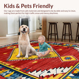 Ultra Soft Area Rug, Non Slip, Stain Resistant, Washable Area Rugs for Living Room, Bedroom, Tribal Multi-Color Living Room Wool Carpet(White)