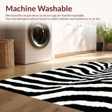 Ultra Soft Area Rug, Non Slip, Stain Resistant, Washable Area Rugs for Living Room, Bedroom, Bold Zebra Skin Bedroom Low Pile Floor Mat(Black)