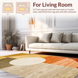Ultra Soft Area Rug, Non Slip, Stain Resistant, Washable Area Rugs for Living Room, Bedroom, Artful Vintage Curved Lines(Gold)