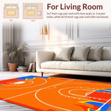 Ultra Soft Area Rug, Non Slip, Stain Resistant, Washable Area Rugs for Living Room, Bedroom, Contemporary Basketball Graphic Design(Red)