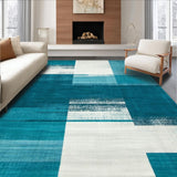 Ultra Soft Area Rug, Non Slip, Stain Resistant, Washable Area Rugs for Living Room, Bedroom, Contemporary Abstract Teal Geometry(Blue)