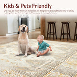 Ultra Soft Area Rug, Non Slip, Stain Resistant, Washable Area Rugs for Living Room, Bedroom, Indoor Floor with Boho Inspired Neutral Design(Beige)