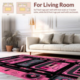 Ultra Soft Area Rug, Non Slip, Stain Resistant, Washable Area Rugs for Living Room, Bedroom, Dynamic Colorful Music Visual(Pink)