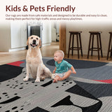 Ultra Soft Area Rug, Non Slip, Stain Resistant, Washable Area Rugs for Living Room, Bedroom, Elegant Sleek Monochrome Print(Gray)