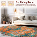 Ultra Soft Area Rug, Non Slip, Stain Resistant, Washable Area Rugs for Living Room, Bedroom, Vibrant Orange Distressed Elegance(Orange)