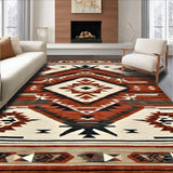 Ultra Soft Area Rug, Non Slip, Stain Resistant, Washable Area Rugs for Living Room, Bedroom, Elegant Ethnic Ogee Design(Brown)