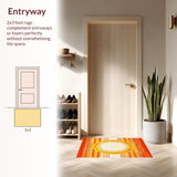 Ultra Soft Area Rug, Non Slip, Stain Resistant, Washable Area Rugs for Living Room, Bedroom, Bold Colorful Sunray Style(Orange)