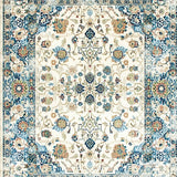 Ultra Soft Area Rug, Non Slip, Stain Resistant, Washable Area Rugs for Living Room, Bedroom, Contemporary Light Bloom Design(Beige)
