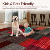 Ultra Soft Area Rug, Non Slip, Stain Resistant, Washable Area Rugs for Living Room, Bedroom, Vibrant Rustic Patchwork Aesthetic(Red)
