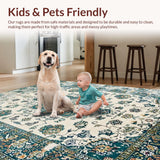 Ultra Soft Area Rug, Non Slip, Stain Resistant, Washable Area Rugs for Living Room, Bedroom, Sophisticated Sage Abstract Motif(Ivory)