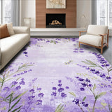 Ultra Soft Area Rug, Non Slip, Stain Resistant, Washable Area Rugs for Living Room, Bedroom, Whimsical Lavender Nature Motif(Purple)