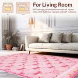 Ultra Soft Area Rug, Non Slip, Stain Resistant, Washable Area Rugs for Living Room, Bedroom, Chic Scalloped Elegance in Pink(Pink)