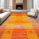 Ultra Soft Area Rug, Non Slip, Stain Resistant, Washable Area Rugs for Living Room, Bedroom, Eye-catching Warm Toned Motif(Orange)