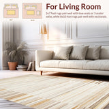 Ultra Soft Area Rug, Non Slip, Stain Resistant, Washable Area Rugs for Living Room, Bedroom, Rustic Textured Woven Aesthetic(Beige)