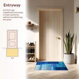 Ultra Soft Area Rug, Non Slip, Stain Resistant, Washable Area Rugs for Living Room, Bedroom, Elegant Modern Linear Artistry(Blue)