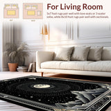 Ultra Soft Area Rug, Non Slip, Stain Resistant, Washable Area Rugs for Living Room, Bedroom, Enigmatic Celestial Wave Design(Black)