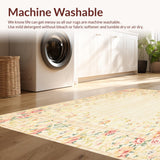 Ultra Soft Area Rug, Non Slip, Stain Resistant, Washable Area Rugs for Living Room, Bedroom, Touch Beige Floral Entrance Throw Non Slip(Beige)