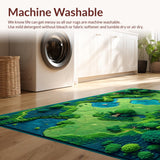 Ultra Soft Area Rug, Non Slip, Stain Resistant, Washable Area Rugs for Living Room, Bedroom, Educational Earth Tones Map Motif(Green)