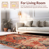 Ultra Soft Area Rug, Non Slip, Stain Resistant, Washable Area Rugs for Living Room, Bedroom, Striking Colorful Tribal Elements(Red)