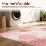 Ultra Soft Area Rug, Non Slip, Stain Resistant, Washable Area Rugs for Living Room, Bedroom, Chic Curvy Bow Accent Rug with Artful Looped Ends and Minimalist Dot Details(Pink)