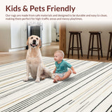 Ultra Soft Area Rug, Non Slip, Stain Resistant, Washable Area Rugs for Living Room, Bedroom, Soft Cream Abstract Angled Motif(Beige)