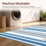 Ultra Soft Area Rug, Non Slip, Stain Resistant, Washable Area Rugs for Living Room, Bedroom, Whimsical Striped Seaside Charm(Blue)