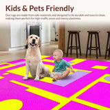 Ultra Soft Area Rug, Non Slip, Stain Resistant, Washable Area Rugs for Living Room, Bedroom, Eclectic Color Burst Geometric Style(Pink)