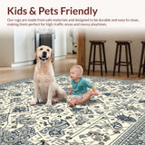 Ultra Soft Area Rug, Non Slip, Stain Resistant, Washable Area Rugs for Living Room, Bedroom, Shag & Non Shedding Grey Beige(White)