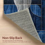 Ultra Soft Area Rug, Non Slip, Stain Resistant, Washable Area Rugs for Living Room, Bedroom, Minimalist Gray Blue Linear Composition(Blue)