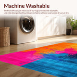 Ultra Soft Area Rug, Non Slip, Stain Resistant, Washable Area Rugs for Living Room, Bedroom, Lively Modern Paint Stroke Aesthetic(Orange)