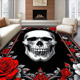 Ultra Soft Area Rug, Non Slip, Stain Resistant, Washable Area Rugs for Living Room, Bedroom, Vibrant Sugar Skull Artistry(Red)