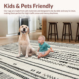 Ultra Soft Area Rug, Non Slip, Stain Resistant, Washable Area Rugs for Living Room, Bedroom, Contemporary Earthy Toned Lines(Gray)